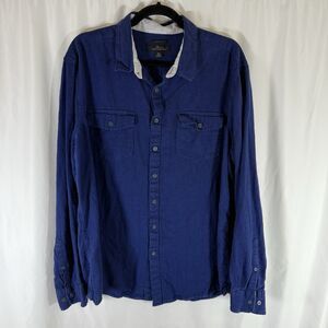 Mark Anthony Linen Blend Shirt Men's XXL Blue Long Sleeve Slim Fit Button Up